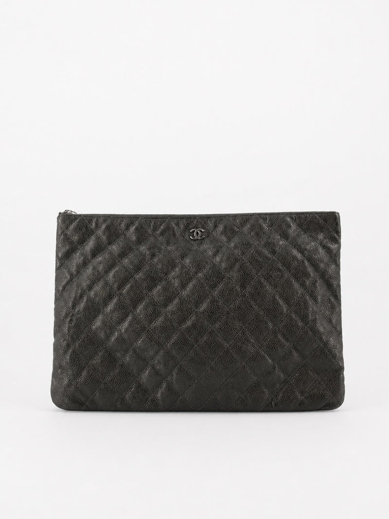 Chanel Pouch Green Leather