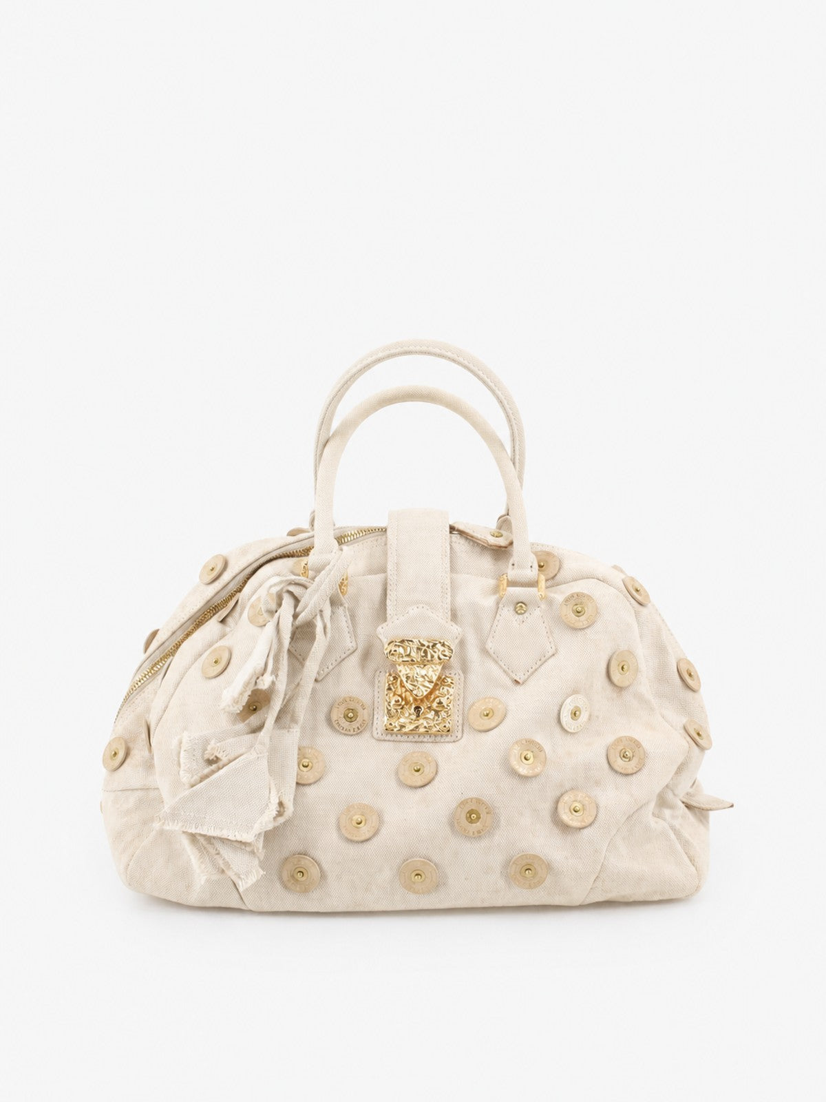 Louis Vuitton Hand Bag Cream Fabric