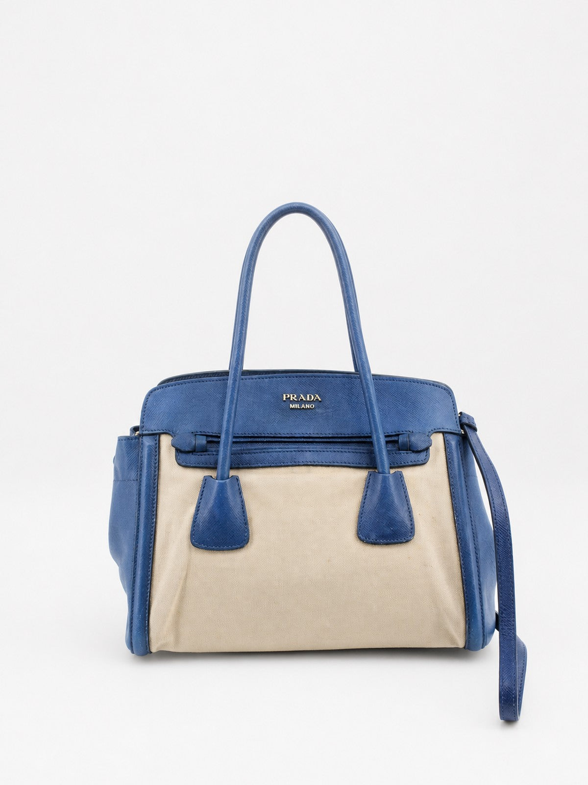 Prada Hand Bag Blue Fabric