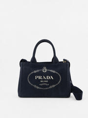 Prada Small Canapa Blue Canvas