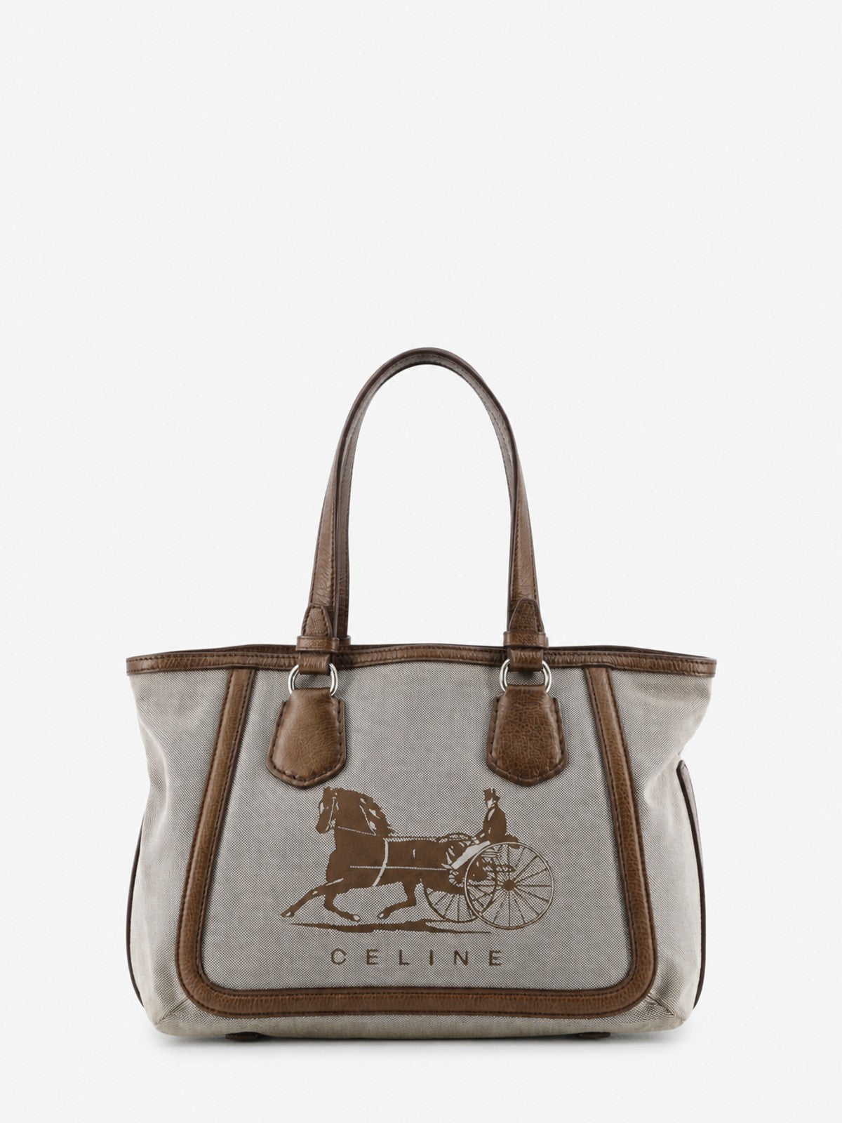 Celine Shoulder Bag Brown Fabric