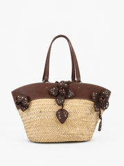 Miu Miu Shoulder Bag Brown Raffia