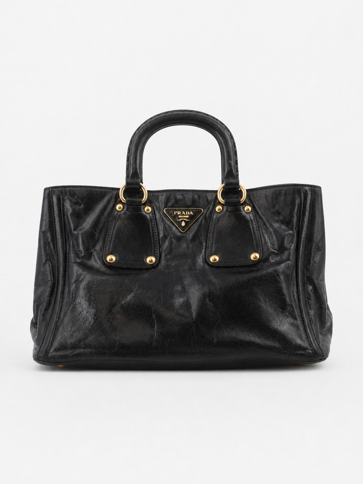 Prada Hand Bag Black Leather