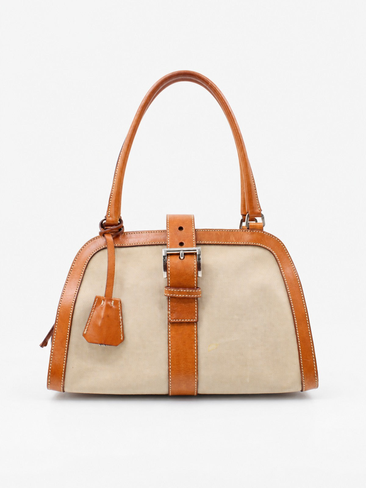 Prada Shoulder Bag Beige Fabric