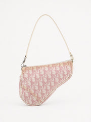 Christian Dior Saddle Pochette Pink Canvas